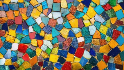 Aufkleber - A close-up shot of a vibrant mosaic tile wall with intricate designs and patterns