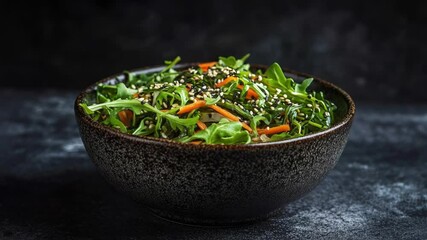 Poster - Fresh vegetables and crunchy sesame seeds in a colorful salad