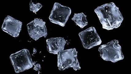 Poster - A bunch of ice cubes sitting on a table, often used in still life photography or as a prop in product shots