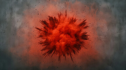Aufkleber - explosive red smoke burst on gray background creating intriguing visual effect for dynamic designs a