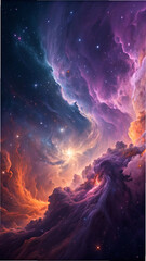 Wall Mural - Cosmic Nebula Swirls with Starry Sky and Vibrant Colors