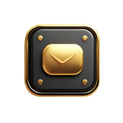 Poster - Golden Email Icon on Black Badge Symbolizing Digital Communication on transparent background