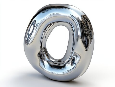 3D rendering of the number zero in a shiny chrome finish with irregular, fluid-like surface distortions, on a light background.
