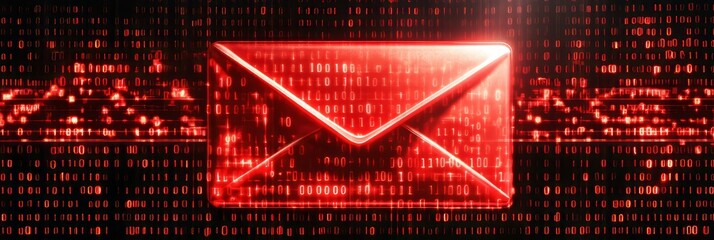 Poster - Phishing Email Threat on a Digital Background with Data Transfer and Protection Concept Visuals