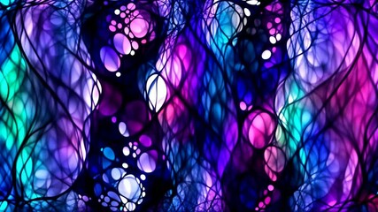 Wall Mural - Dynamic Light Grids. Kaleidoscope of abstract light shapes within a grid-like structure, where colors and forms subtly evolve from frame to frame. Loop animation, seamless footage.