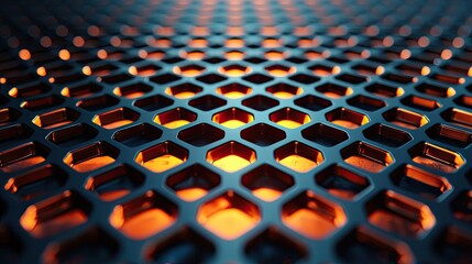 Poster - Abstract pattern of glowing hexagonal grids.