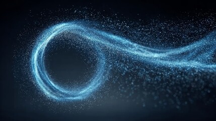 Poster - Abstract Blue Light Swirls and Particles Effect Creating a Dynamic Wave Power Illusion in Design