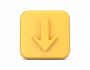 Fototapete - Download icon isolated over white background. 3D rendering. Plastic style.application, arrow, badge, buttons, clip art, colours, direction, down, download, glossy, graphic, guide, image, interface, 