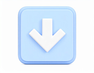 Fototapete - Download icon isolated over white background. 3D rendering. Plastic style.application, arrow, badge, buttons, clip art, colours, direction, down, download, glossy, graphic, guide, image, interface, 