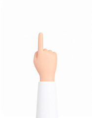Poster - Cartoon character hand pointing gesture. Business clip art isolated on white background. Plastic style icon.finger, direction, gesture, human, pointing, business, cartoon, hand, icon, symbol, render, 