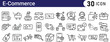 © LATFA - E commerce Icon Set Depicting Shopping Delivery. Includes E-Commerce, Stores, Malls, Products, Customers, and more.