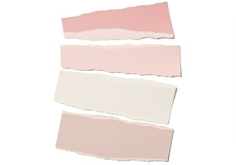 Poster - Torn paper pieces in pink and cream tones on a white background