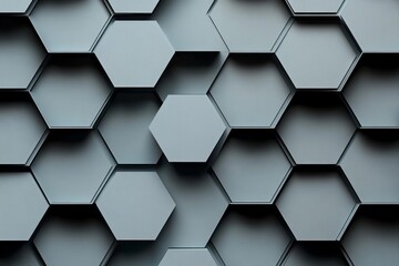 Poster - Elegant Hexagon Surface with Light Blue Texture Minimalist 3D Geometric Pattern for Modern Use