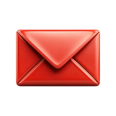 Poster - Red glossy envelope email communication design 3D vector notification mail on transparent background