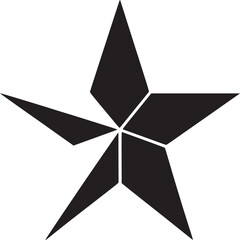 Poster - A stylized black star composed of geometric shapes against a plain white background in a graphic design