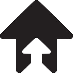 Fototapete - A stylized black house icon with a white arrow pointing upwards on a plain white background art