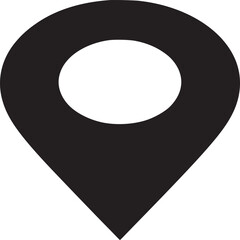 Poster - A simple black location pin icon with a white background indicating a specific geographic point