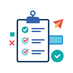 Poster - Checklist with completed tasks and a paper airplane indicating progress