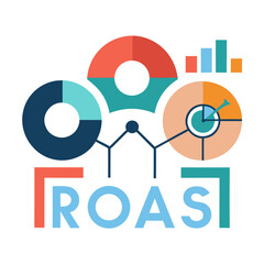 Aufkleber - Roas concept with colorful charts and graphs representing business growth