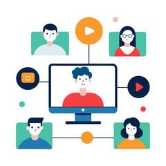 Poster - Diverse group of people connecting through online video communication and streaming