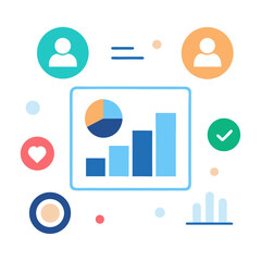 Aufkleber - Data analysis and user engagement metrics with growth charts