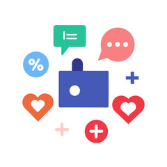 Aufkleber - Business growth and engagement icons surrounding a briefcase