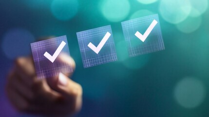 Poster - Interactive Digital Checklist Interface with Glowing Checkmarks and Enhanced Progress Tracking Tools