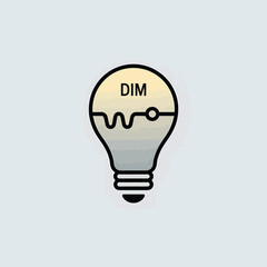 Fototapete - Lightbulb Icon Depicting Dimmable Lighting System with Gradient Yellow Gray Color Scheme and Wavy Line Graphic Inside