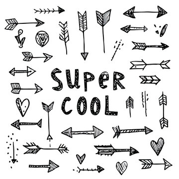 Black and white graphic design with many arrows and 
