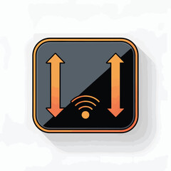 Fototapete - Orange and Black Square Icon with Up and Down Arrows and Wifi Symbol Wireless Data Transfer Smart Technology Interface Element