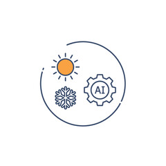 Fototapete - Orange Sun Icon Yellow Snowflake Icon Dark Blue Gear Icon A I Inside Circle Line Art Graphic Design Element