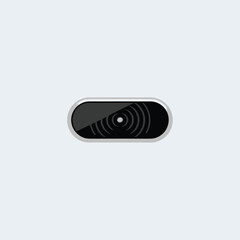 Poster - Oval Shaped Black Sensor with Light Blue Concentric Circles and Central Dot on White Background dark