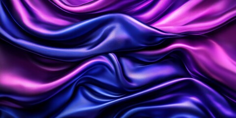 Poster - Swirling Abstract Silk Mesmerizing Waves of Vibrant Color in Stunning Blue and Purple Blends