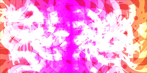 Poster - Vibrant abstract background with chaotic white brush strokes, pink and orange gradient, layered textures, and energetic artistic style.