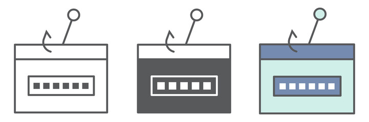Poster - Password phishing icon collection, security and theft, hacker attack sign vector set graphics, editable stroke linear icon, eps 10.