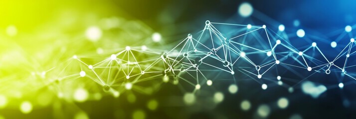 Poster - Futuristic Green and Blue Tech Mesh Pattern with Data Connections for Modern Digital Design