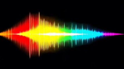 Poster - Rainbow soundwave on a black background, with reflection