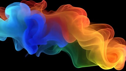 Poster - Abstract rainbow smoke swirl on black