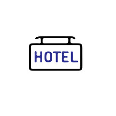 Poster - A simple illustration of a hotel sign on a white background