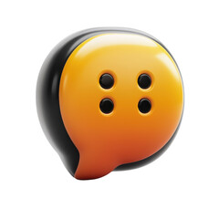 Poster - Glossy Black and Orange Chat Bubble with Four Black Dots Message Balloon on transparent background