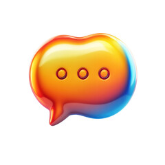 Poster - Glossy Message Speech Bubble Icon Render Design Shiny Orange Blue on transparent background