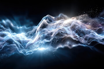 Poster - Abstract light waves create a mesmerizing display of colors and movement in dark space