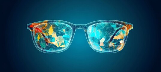 Poster - Futuristic Polygonal Geometric Glasses in Digital Vector Style for Modern Eyewear Illustration