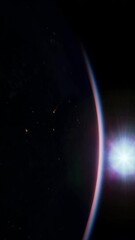Wall Mural - stunning vision of the sun-kissed Earth captured from the International Space Station orbiting around it. Elements furnished by NASA, vertical