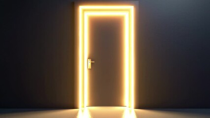 Poster - Abstract Glowing Doorway on Black Surface