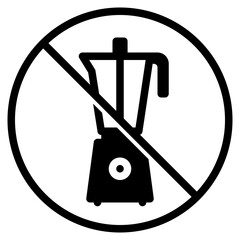 Poster - Black and white prohibition sign with a blender inside a crossed circle indicates that blenders are not allowed Great for instructional and regulatory materials.