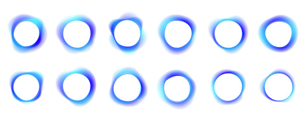 Fototapete - Set of round gradient, pink, purple color round wavy speed and motion lines on white transparent background. Can be used for badges, price tags, labels