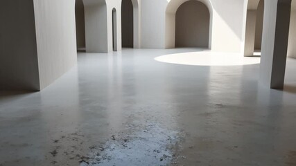 Poster - Abstract Minimalist Archway with Light Shaft in White Room