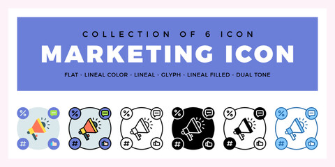 Aufkleber - Pack of 6 Vector marketing icon