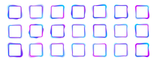 Aufkleber - Square rectangular frame with two color neon motion graphics on isolated transparent background in PNG and vector format. Blank copy space in the middle.	